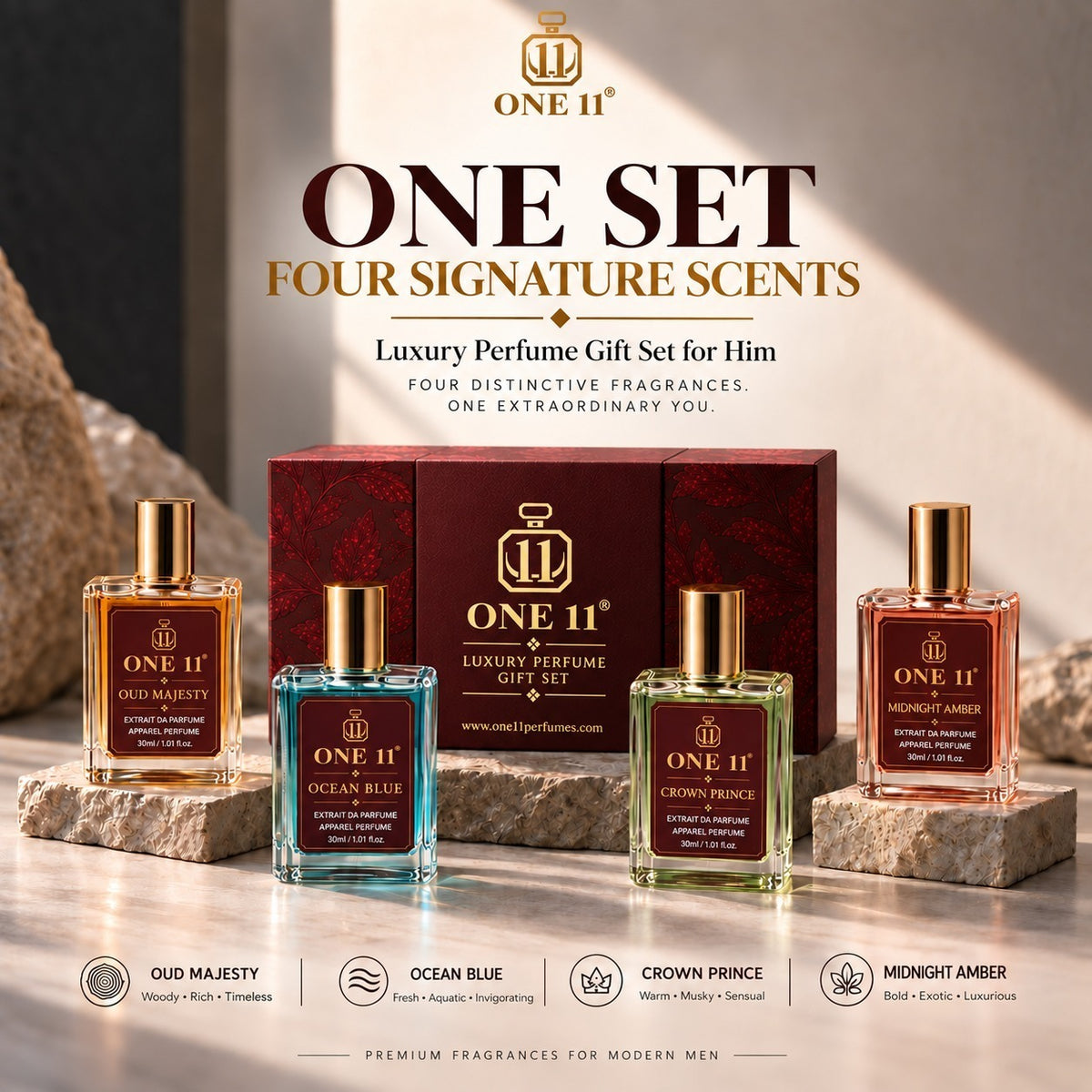 FOUR DISTINCT SCENTS. ONE POWERFUL SIGNATURE.