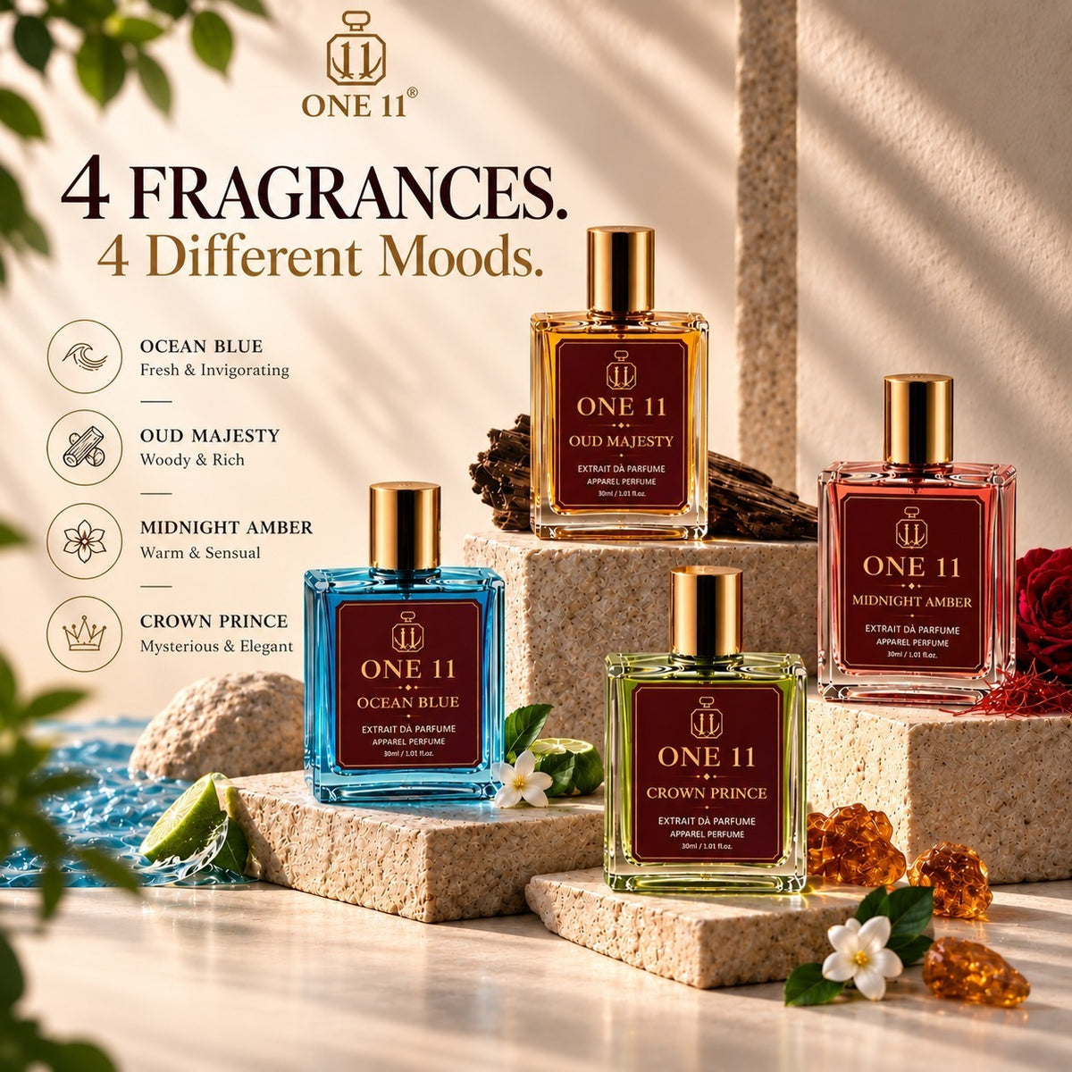 FOUR DISTINCT SCENTS. ONE POWERFUL SIGNATURE.